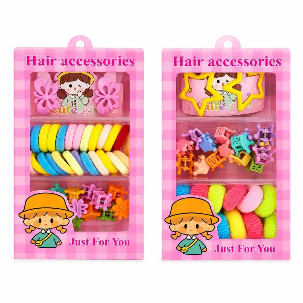 Kit Acessórios de Cabelo Infantil Completo com Xuxinhas, Mini Piranhas e Presilhas Coloridas zhoe