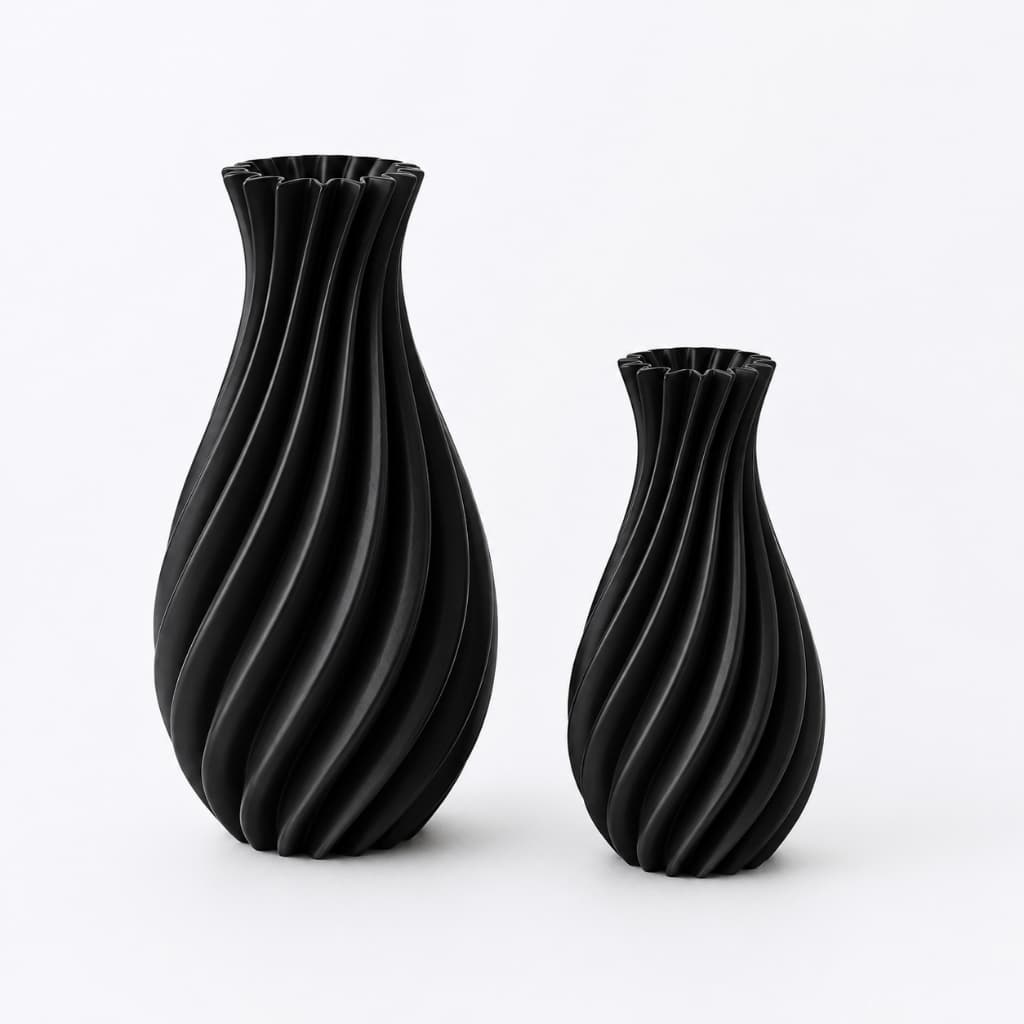 Kit 2 Vasos Decorativos em Espiral Impressão 3D Decoração Casa Luxo Minimalista