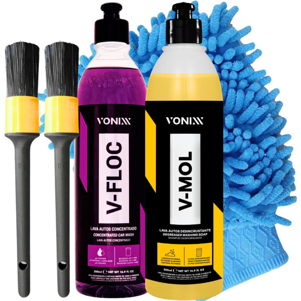 Shampoo Automotivo V-floc Lava Autos Super Concentrado 500ml+ 1 Pincel De Detalhamento