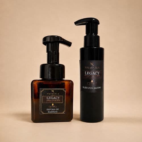 Barba Legacy Cedro & Musk | Espuma de Barbear + Óleo para Barba Artesanal | Alecrim, Mel e Óleos Vegetais