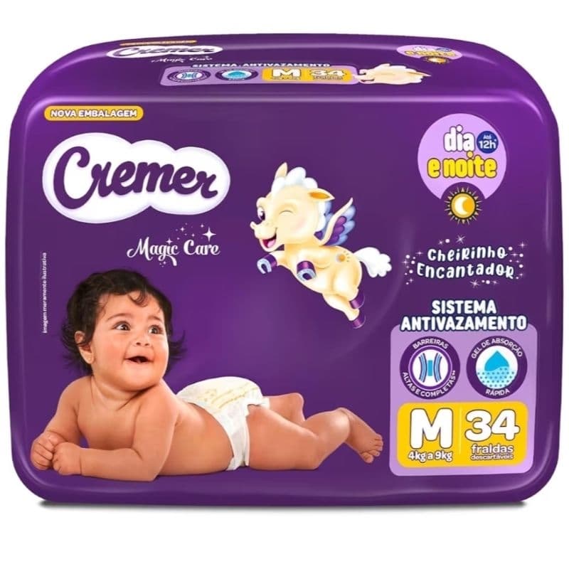 Fralda Cremer Econômica M 34 Unidades