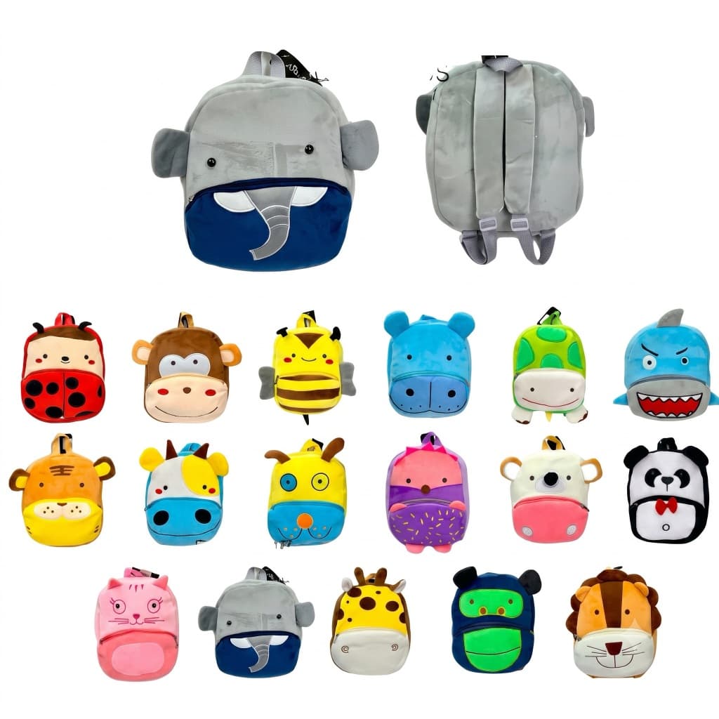 Mochila Infantil 3D Pelúcia Personalizada Bichinhos Zoológico P/ Creche, Escola, Lazer
