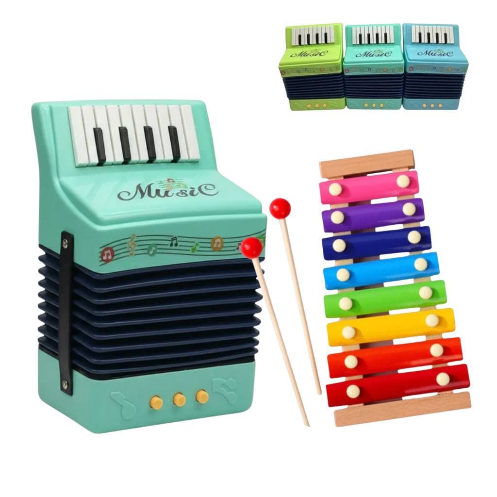 Sanfona Acordeon Xilofone Infantil Brinquedo Musical Didadico Educativo Montessori Menino Menina