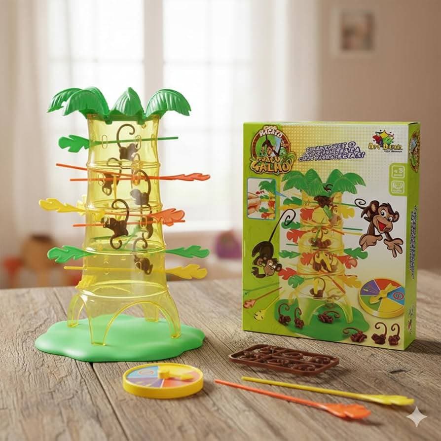 Jogo Cada Macaco no Seu Galho Infantil com Roleta | Brinquedo Educativo de Habilidade e Coordenação | +3 Anos