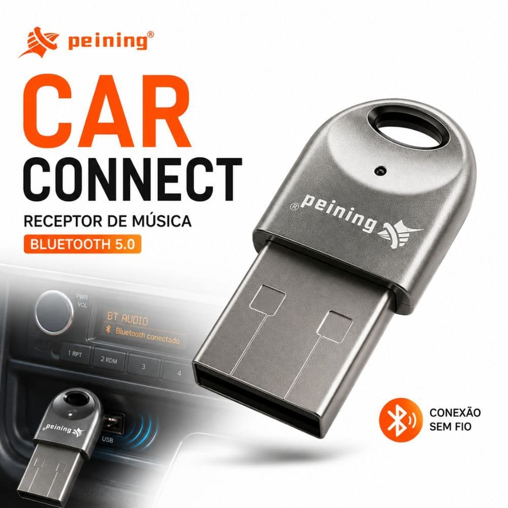 Adaptador Receptor Bluetooth Veicular Car Connect Usb Musica Som Chamada Carro Peining