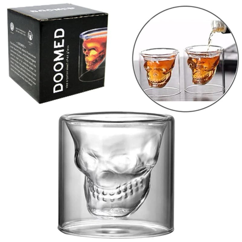 Copo De Vidro o Em Forma De Crânio - Efeito Visual Único e Design Criativo para Bebidas