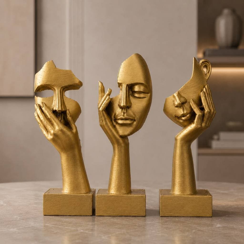 Kit Esculturas Rosto Abstrato Minimalista Decorativo Moderno Elegante Luxo Sala Aparado Mesa PremiumKit Esculturas Rosto