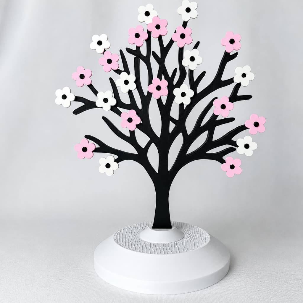 Árvore Decorativa Flores Rosa e Brancas - Decoração para Sala Quarto Escritório