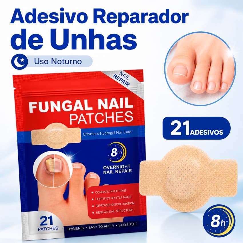 Adesivo Reparador De Unhas Para Fungos Micose Onicomicose Pés E Mãos 21 Unidades