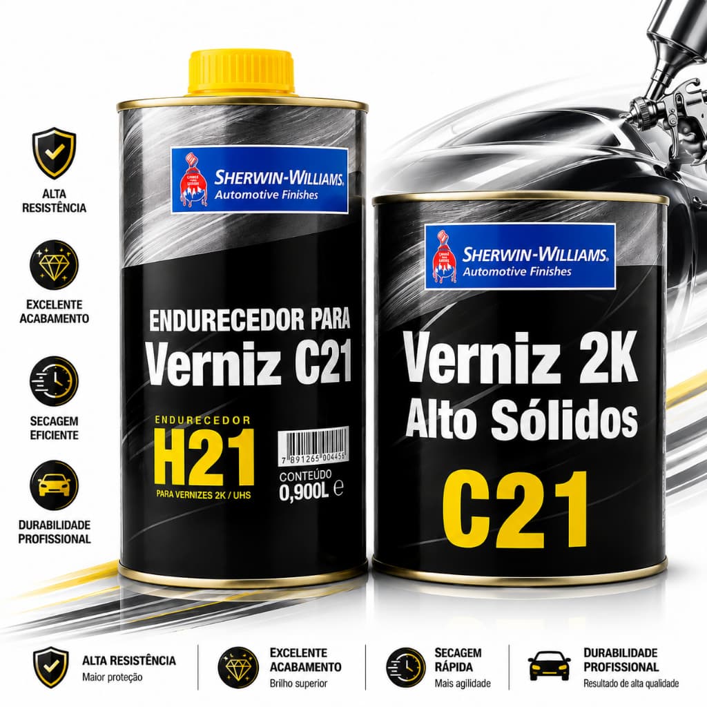 VERNIZ 2K AUTO SÓLIDO C21 SHERWIN WILLIAMS COM CATALISADOR