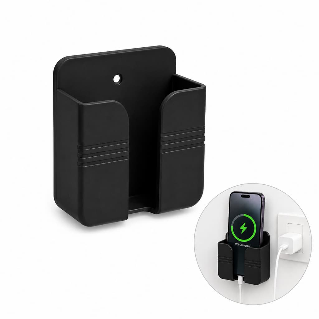 Suporte Adesivo de Parede para Celular | Organizador para Carregamento | Sem Furos