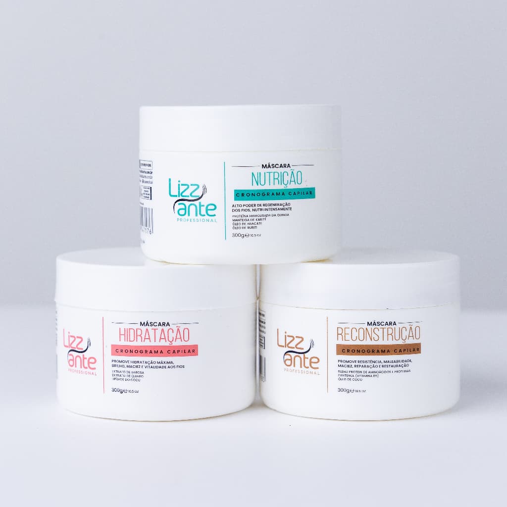 Kit Cronograma Capilar Lizz ante Hidratação Nutrição Reconstrução Anti-friz Pós química