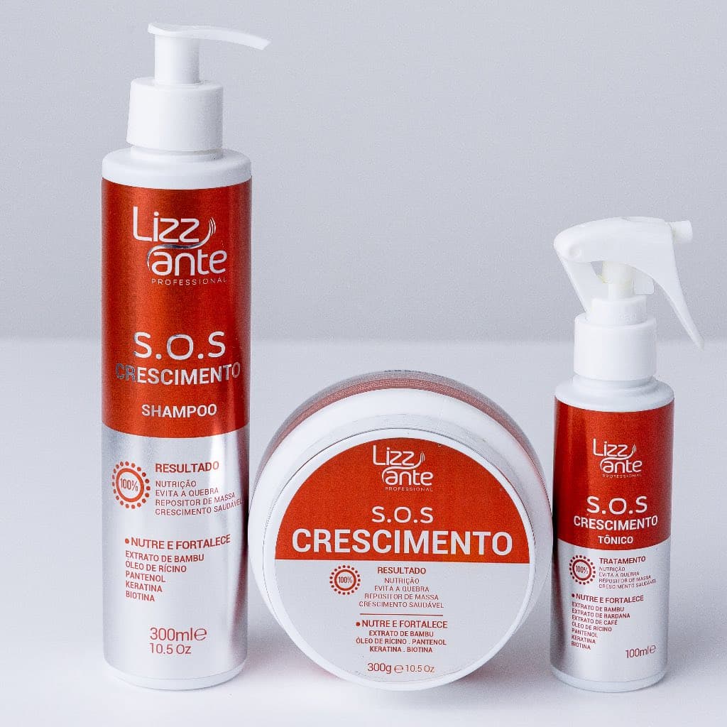 Kit SOS Crescimento Anti queda Preenche Falhas Combate Calvice Aumenta Volume capilar Combate Caspa