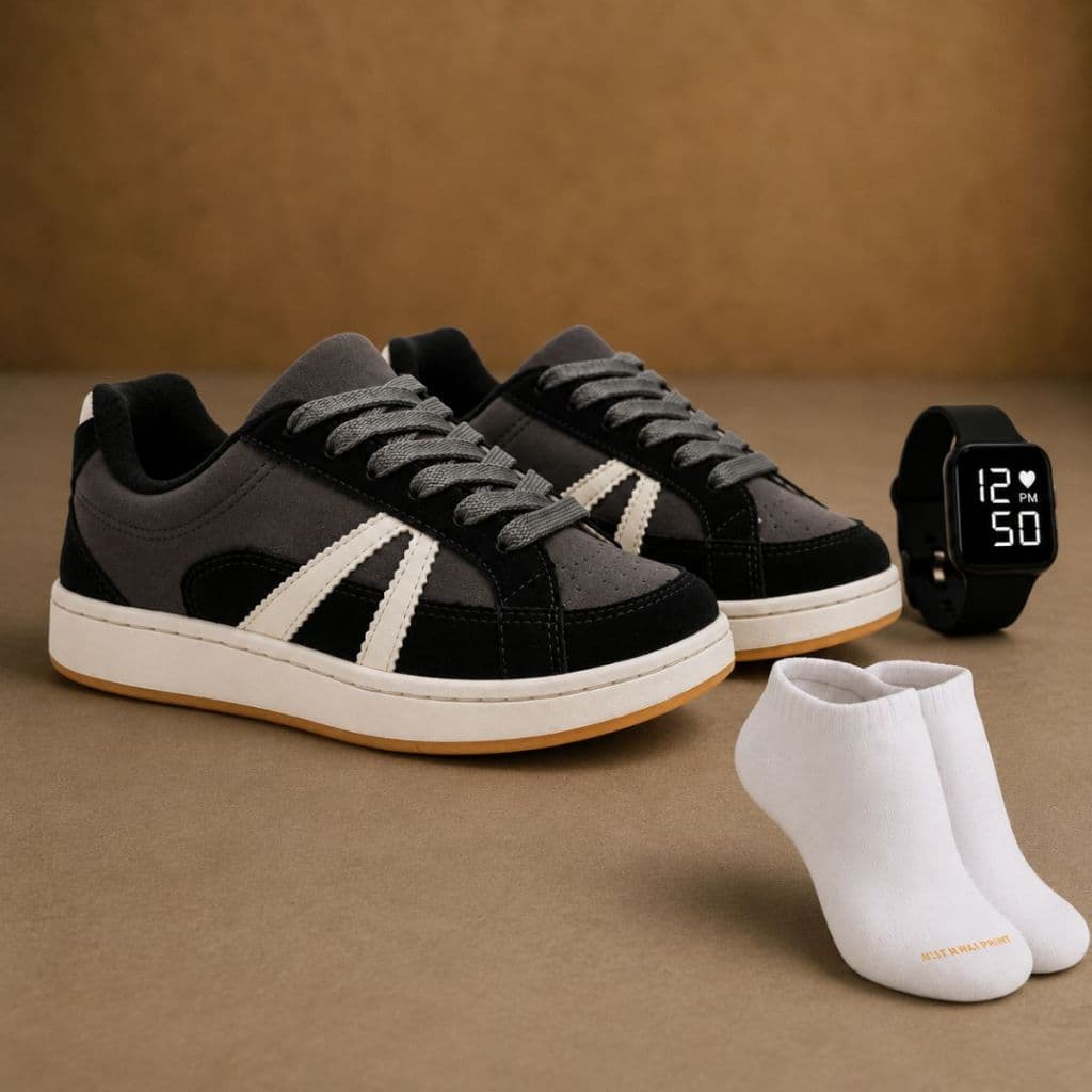 Tenis Casual Feminino Masculino Macio Trabalho Leve + Relogio Digital + Meia