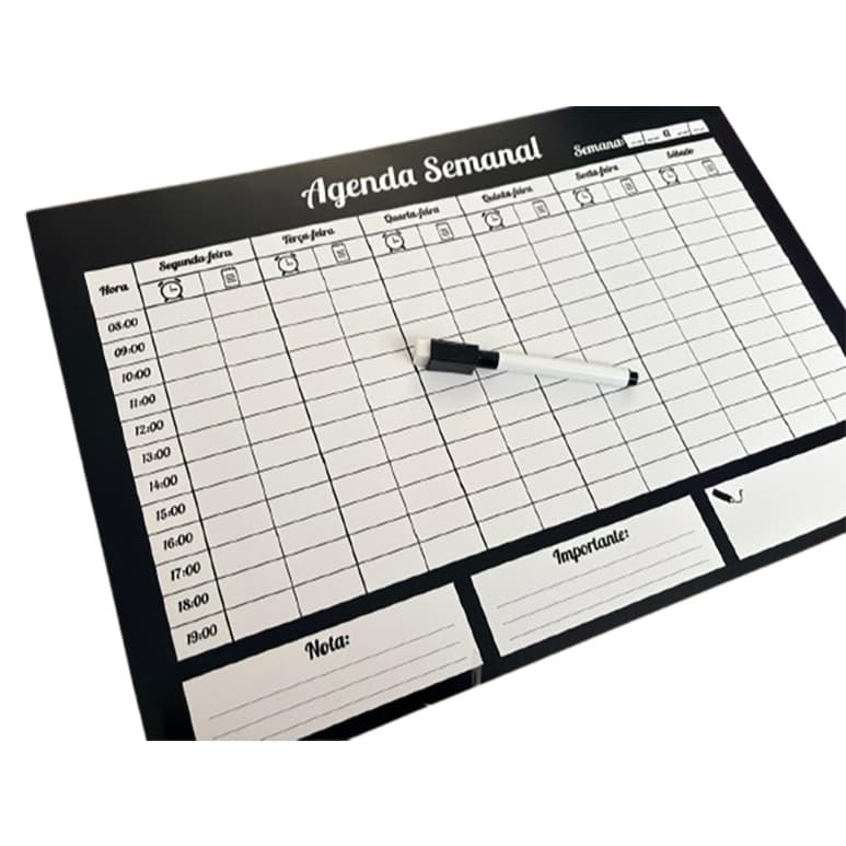 Quadro Agenda Pet Shop Lavável para Agendamento Semanal Banho e Tosa