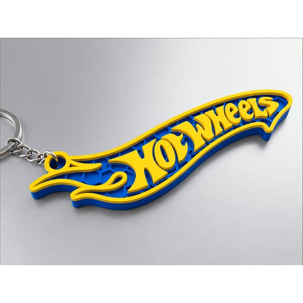 Chaveiro 3D Fã de Carro Modelo Hot Wheels Azul e Amarelo