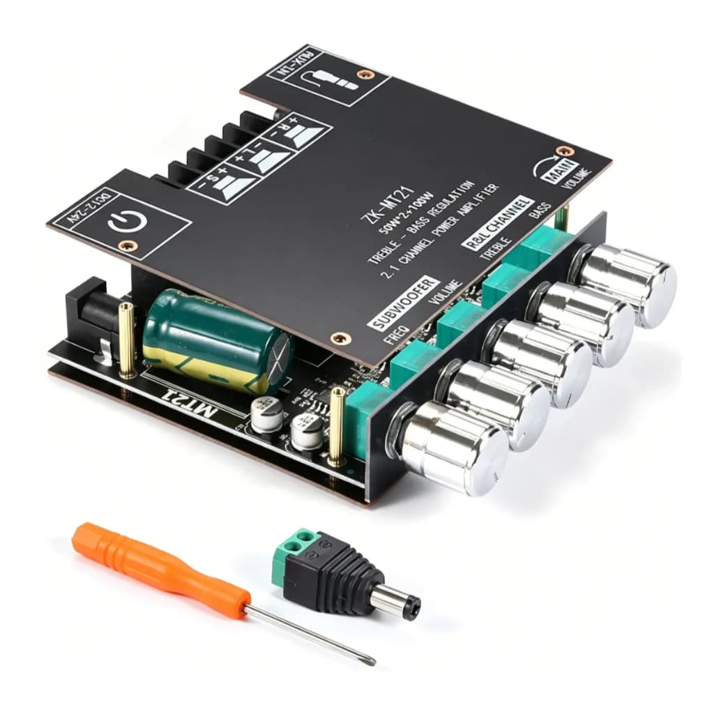 Placa Amplificadora De Subwoofer ZK-TB21 TPA3116D2 Bluetooth 5.0 50Wx2 100W Classe D 2.1CH