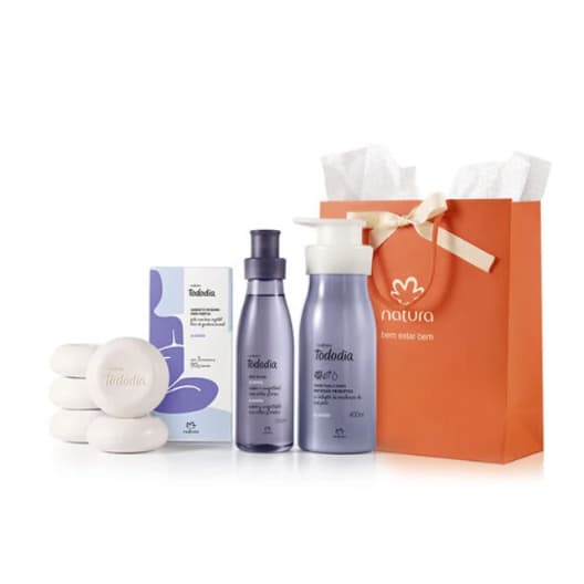 Kit Tododia Algodão com Hidratante, Body Splash, Sabonete em Barra e Sacola de Presente