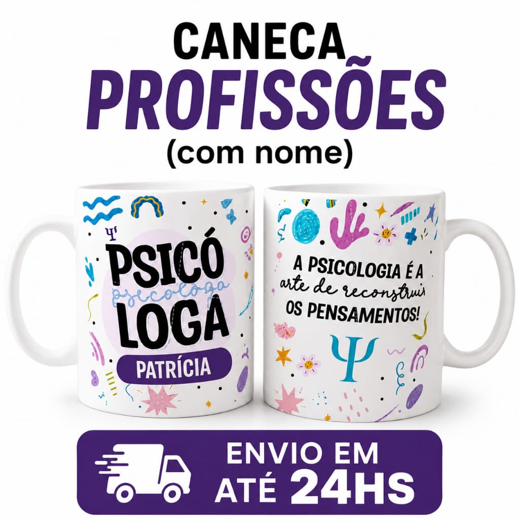 Caneca Personalizada Profissões Com Nome Presente Amigo do Trabalho Psicologia/Enfermagem/Direito  Entrega Rápida