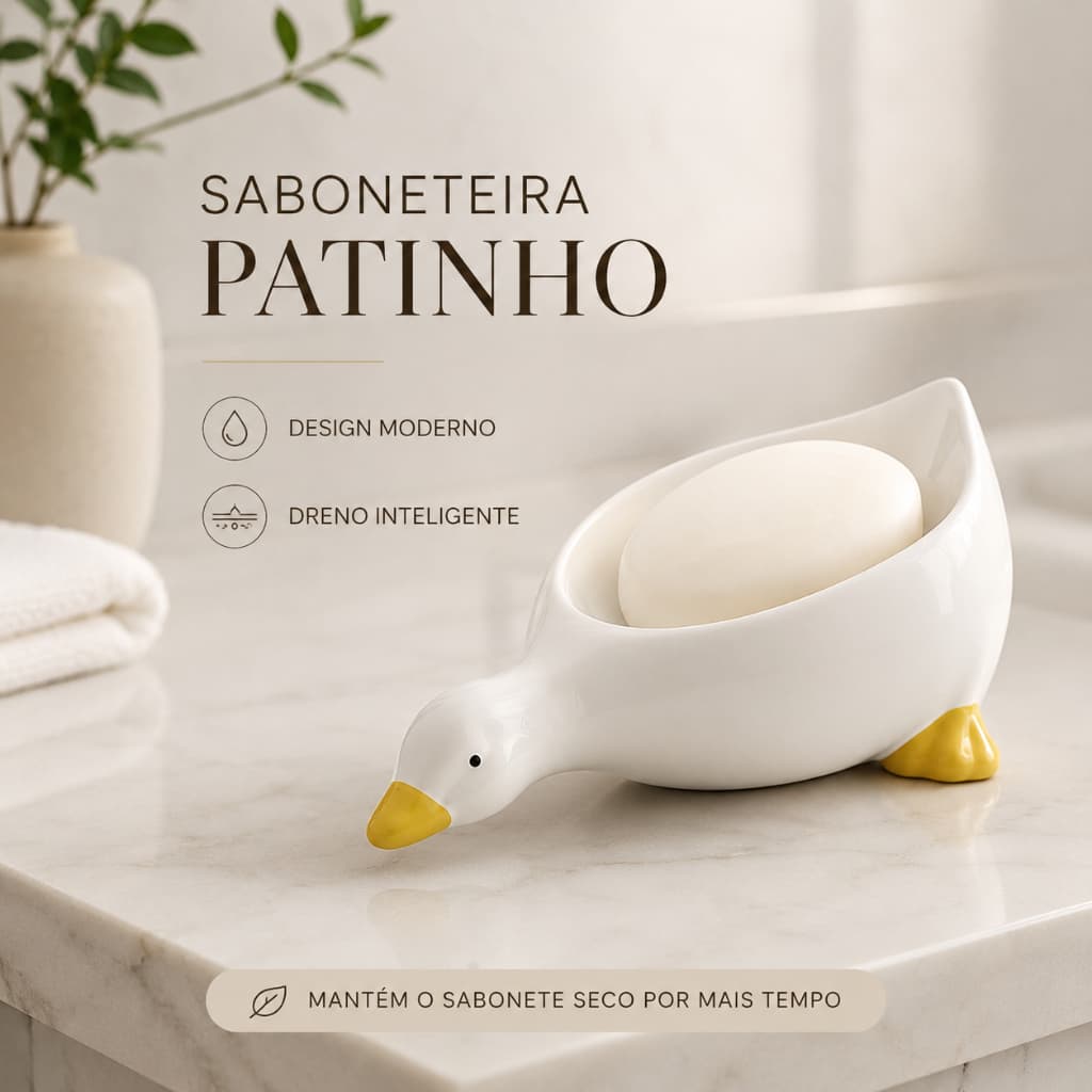 Saboneteira  Pia Patinho Fofa com Dreno Furo Escorrer Agua Porta Sabonete Com Furo Decorativa  Banheiro Moderna Sabão