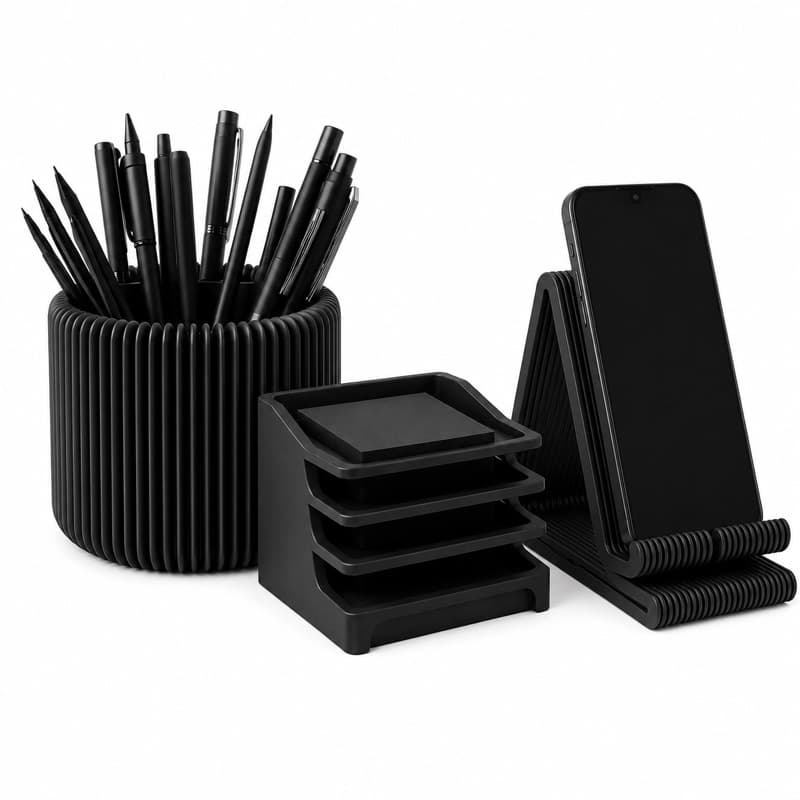 Organizador de Mesa 3 Peças Porta Canetas + Organizador de Post-its + Suporte para Celular | Decoração Escritório