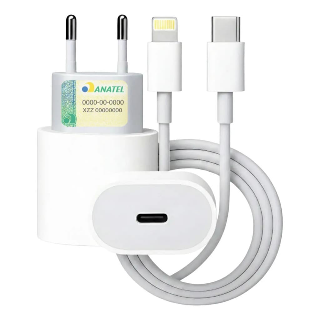 Carregador Lightning 20w Para iPhone 6s 7 8 Plus 11 12 13 14 Pro Max Cabo De 1 Metro Carregamento Turbo Rápido