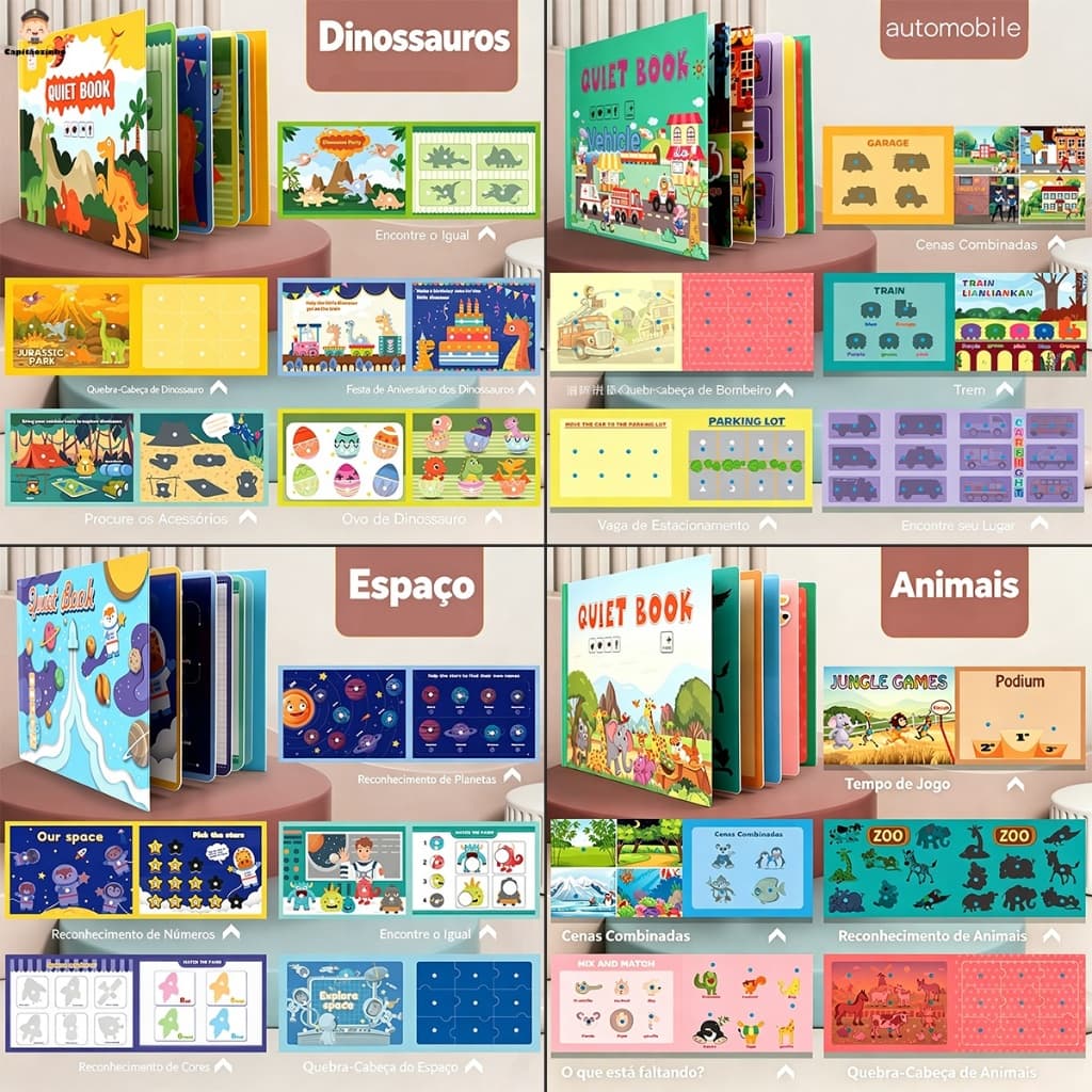 Livro de atividades interativo Montessori Quiet Book