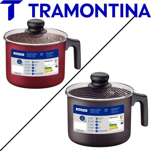 Fervedor Alumínio Antiaderente 16cm Tampa de Vidro 2,7 Litros