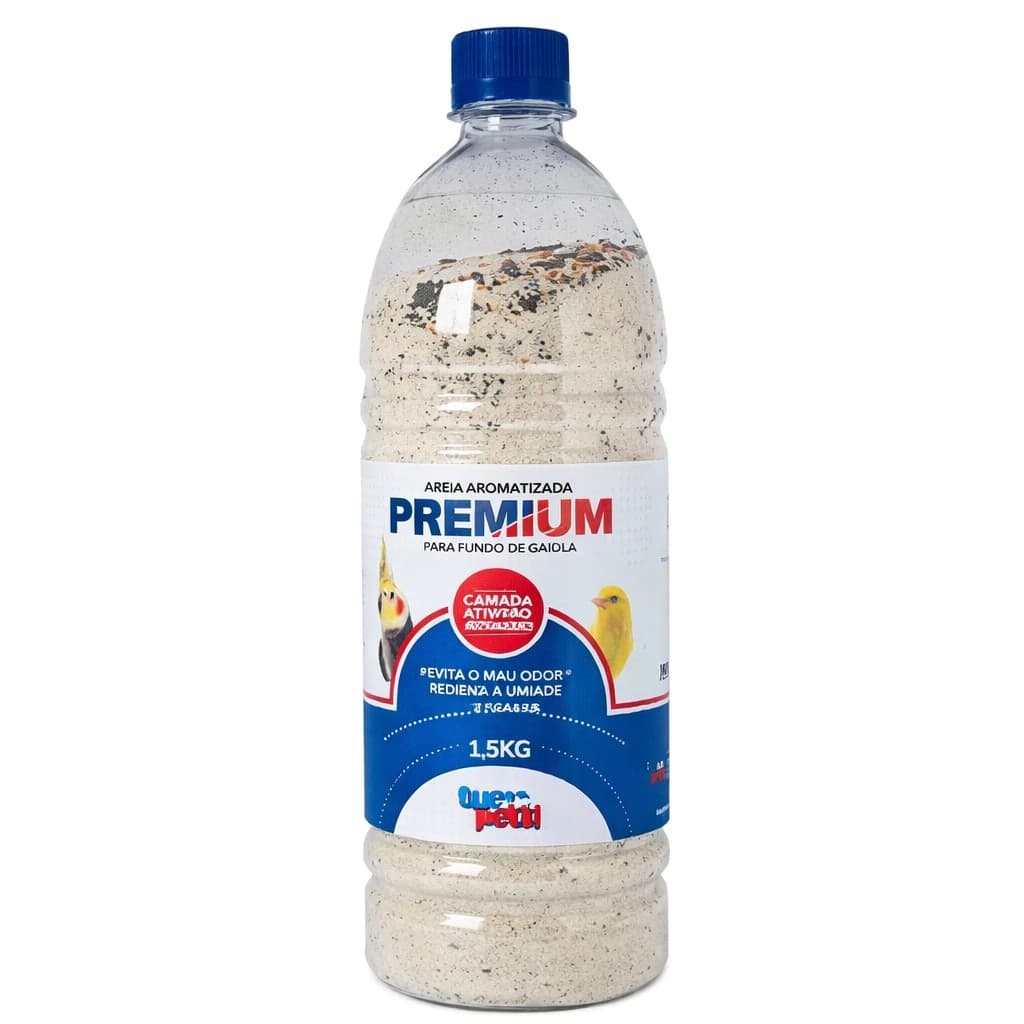 Areia Aromatizada Premium Fundo De Gaiola Natural Pássaros 1,5kg Com Carvão Ativado