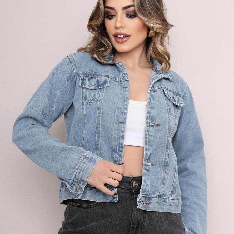 jaqueta jeans manga longa \ Lançamento com barra