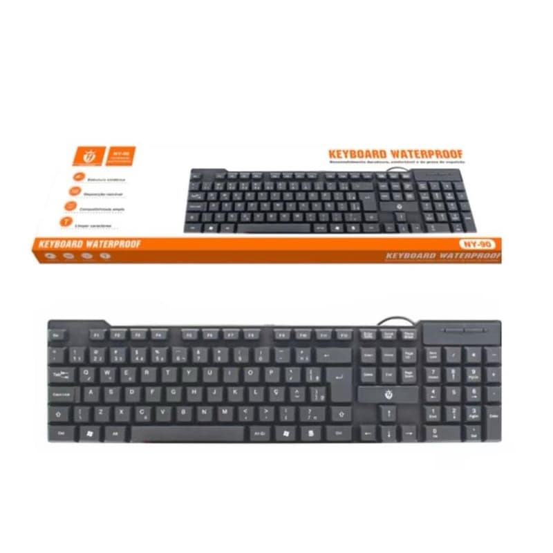 Teclado Impermeável à Prova d'Água com Fio USB