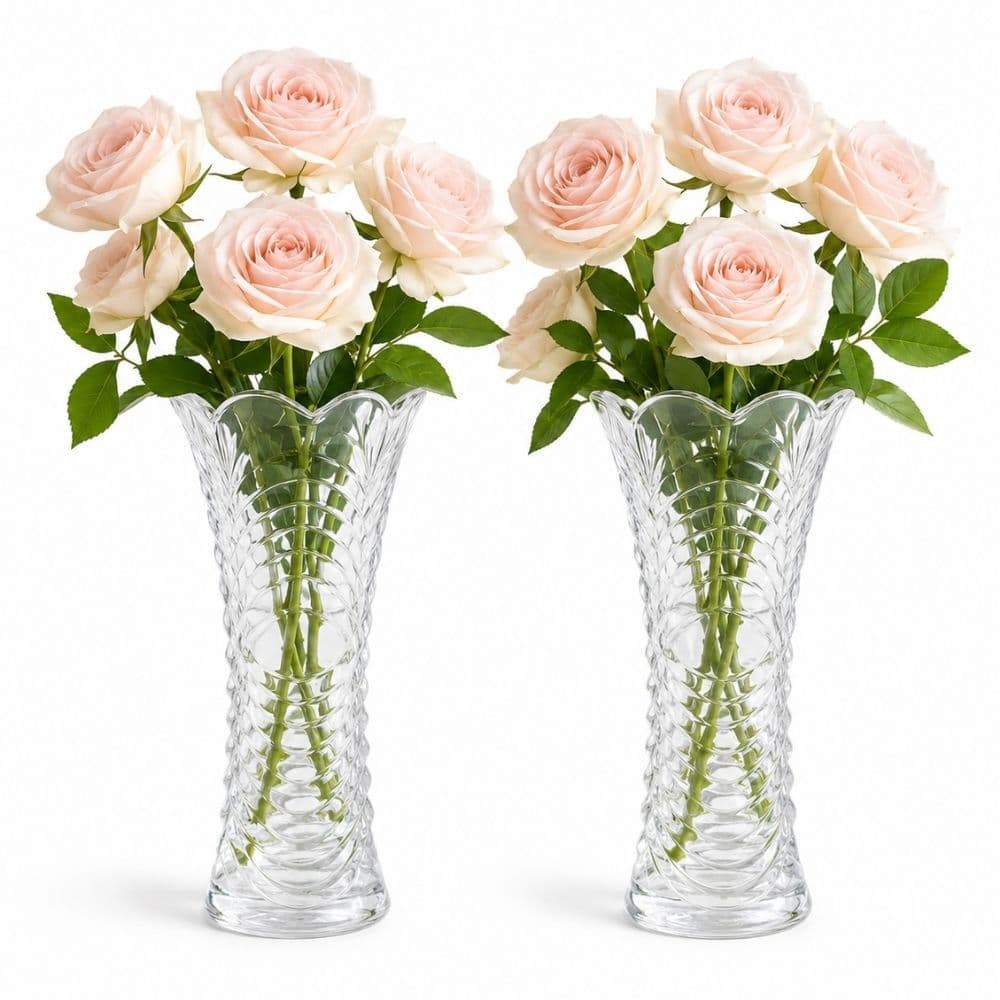 Kit 02 Vaso Decorativo Vidro Cristal Jarrinho Arranjo Flores 19x9