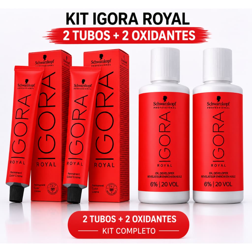 Kit Tinta Igora Royal 2un 7-1 + 2un Ox Água Oxigenada 30vol