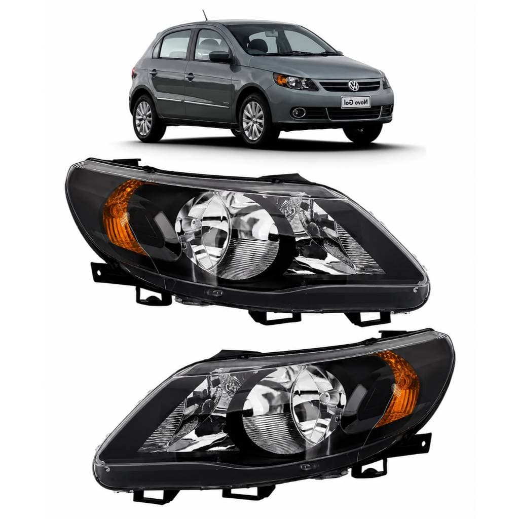 Farol Gol G5 Voyage Saveiro Personalizado Máscara Negra com Pisca Laranja Ambos Lados