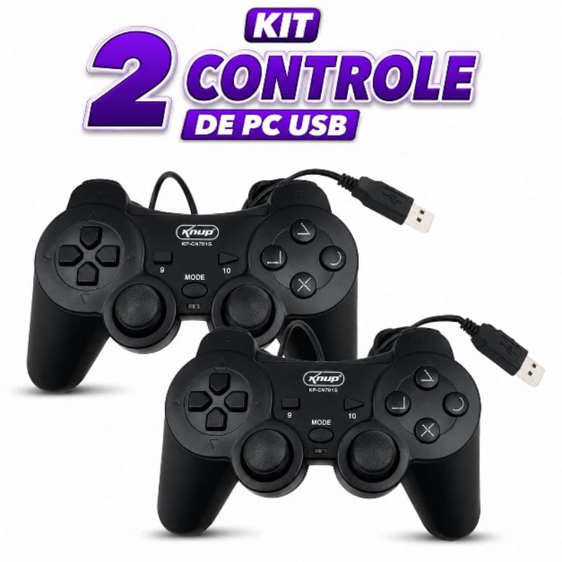 Controle Para PC USB Com Fio Analógico Compatível Windows - Plug and Play