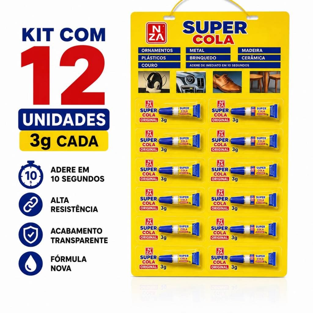 kit 12 unidades de super bonder cola instantânea original 3g