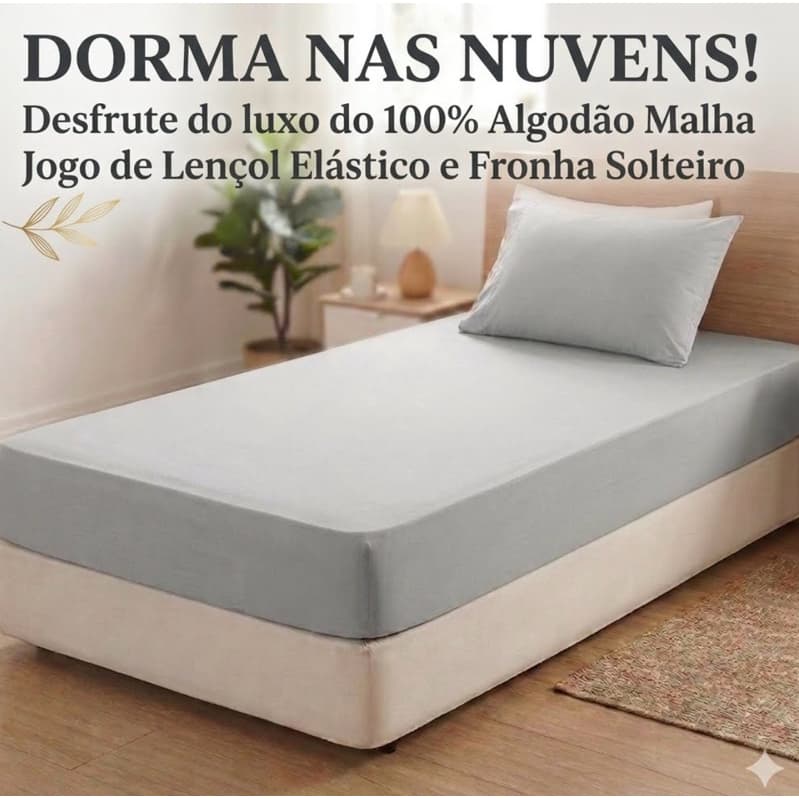 Jogo Len莽ol SOLTEIRO 0,88x1,88 MALHA 100% Algod茫o Macio Premium - Toque Suave Confort谩vel Resistente l