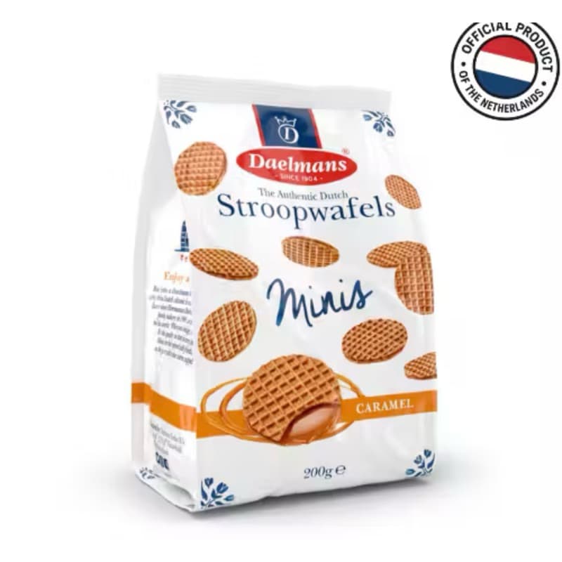 Biscoito Mini Stroopwafel Holandês Caramelo Daelmans 200g Premium Importado
