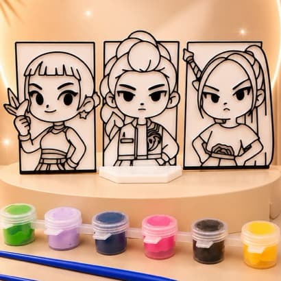 Kit Pintura 3D Infantil para Colorir + Tinta Guachê + Pincel Brinquedo Educativo Colorir
