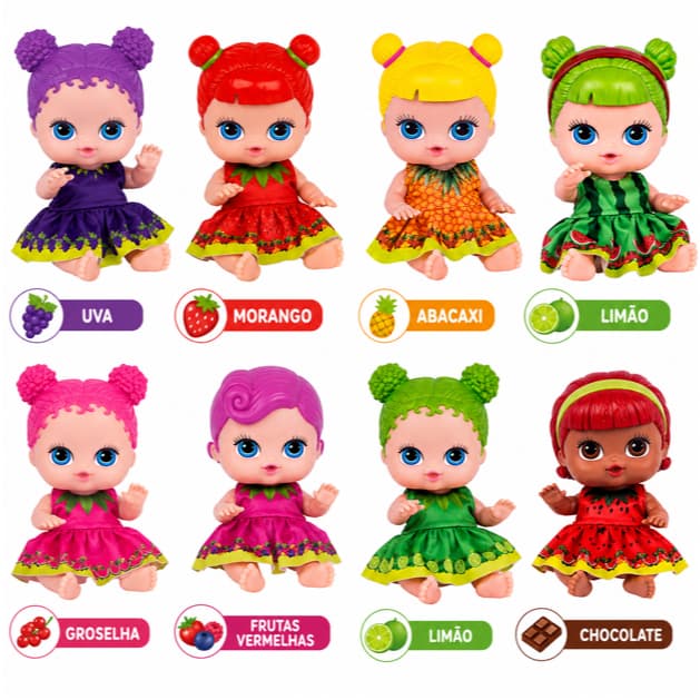Kit 7 Bonecas Frutinhas Cotiplás Com Cheirinho De Frutas Original Infantil