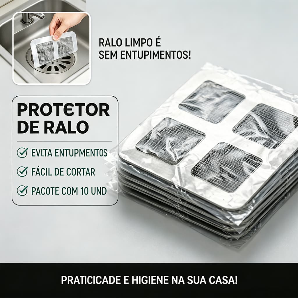 Kit 10 Adesivos Protetores de Ralo – Malha Anti-Entupimento e Anti-Insetos, 10x10cm