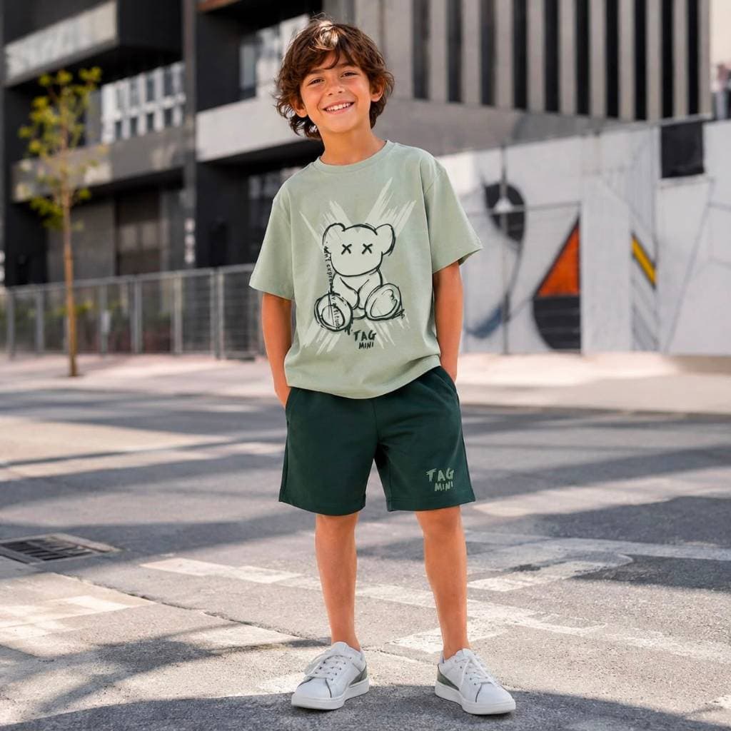 Conjunto Masculino Menino Urso Metade Juvenil