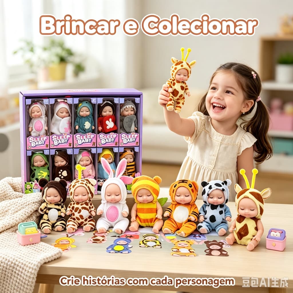 Kit COM 6 PCS/12 PCS Baby Doll para crianças, boneca dormindo, brinquedo animal, presentes para crianças, menina, 11cm