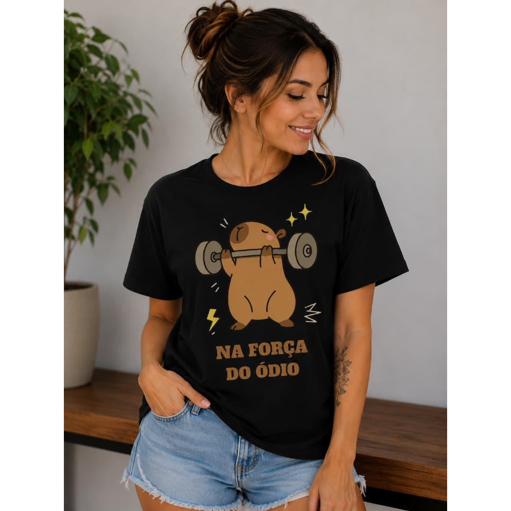 Camiseta Feminina T-shirt Algodão Básica Gola Redonda Love Capivara