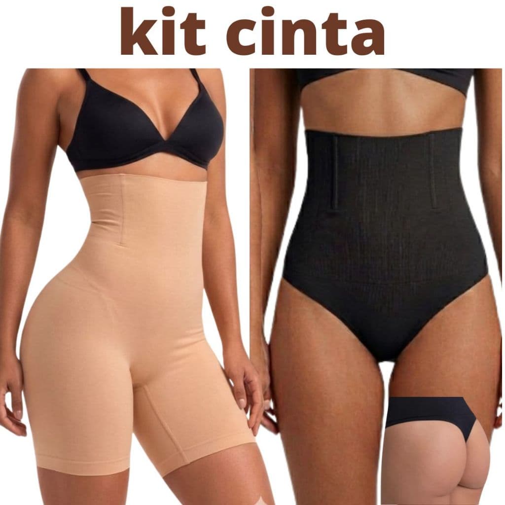 kit Calcinha/Bermuda  Cinta Modeladora Alta Compressão Reduz Medidas não enrola não marca fio dental