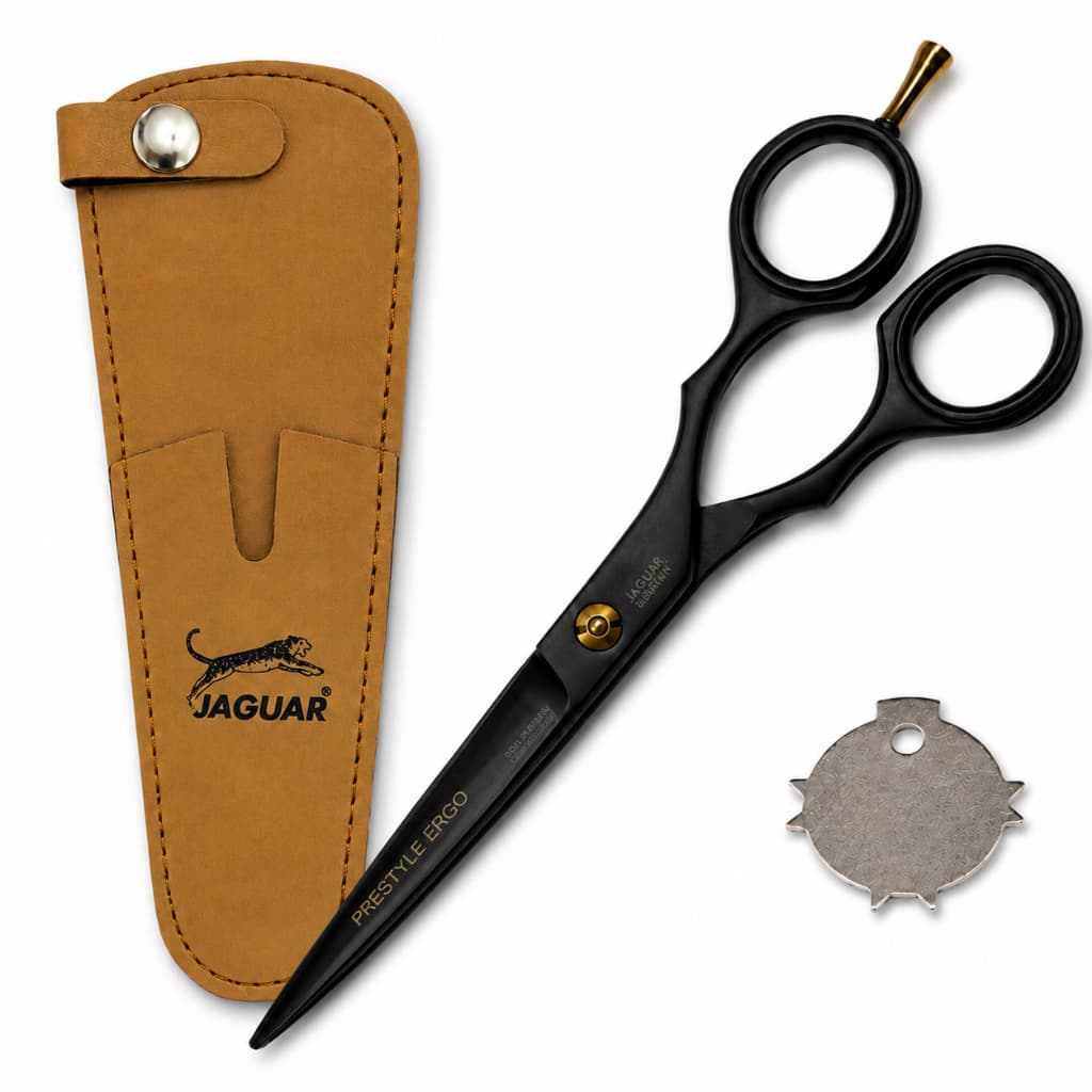 Tesoura Profissional Jaguar Preta 6”, 6,5” ou 7” Fio Laser Navalha Barbeiro Cabeleireiro Premium