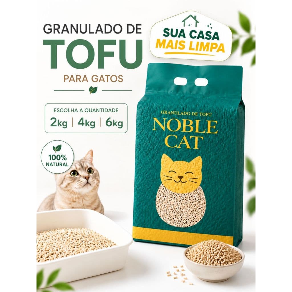 Granulado de Tofu Areia de Gato 2 - 4 ou 6 kg