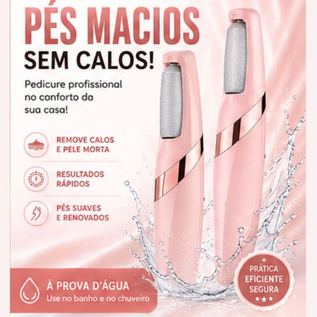 Lixa de Pé Elétrica Recarregável USB À Prova Dágua Bivolt | Removedor de calos | Pedicure Potátil | Sem Fio | Esfoliador