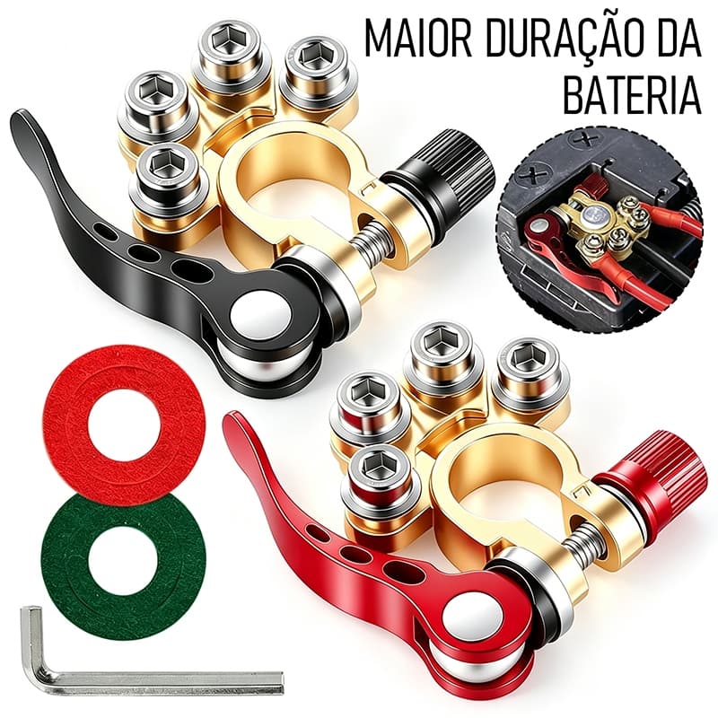 Par conectores de terminal de bateria automotiva 12V 24V, grampo liberação rápida polo positivo e negativo para carros