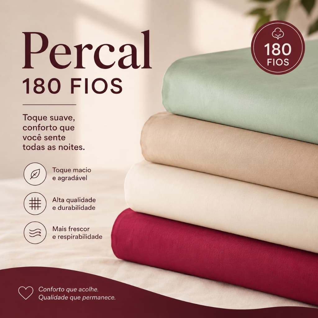 Tecido Percal 180 fios - Venda no metro no Tecido de algodão com toque acetinado, para lençóis, fronhas e cortinas